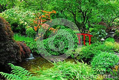 Japanese garden in butchart gardens Stock Photo