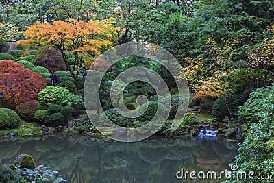 Japanese Garden in the Fall. Editorial Stock Photo
