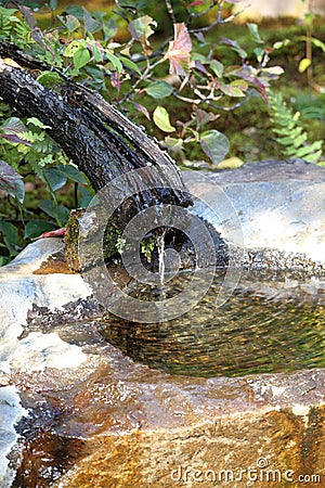 A Japanese garden fountain Stock Photo