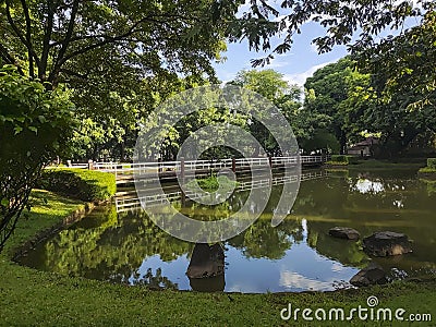 Japanese garden inside the Rizal Park in Manila Stock Photo