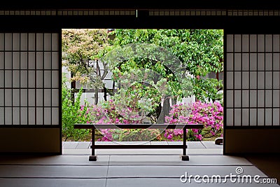 Japanese garden in Kyoto Stock Photo