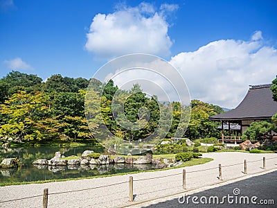 Japanese garden at Tenryuji Temple Stock Photo