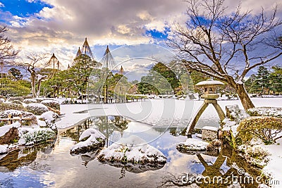 Japanese Garden in Winter Stock Photo