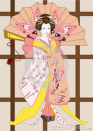 Japanese geisha Vector Illustration