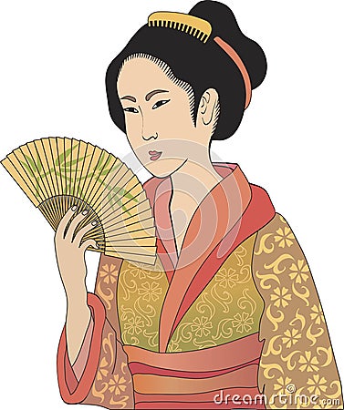 Japanese geisha Vector Illustration