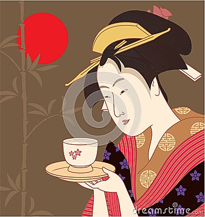 Japanese Geisha Vector Illustration