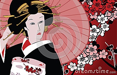 Japanese geisha Vector Illustration