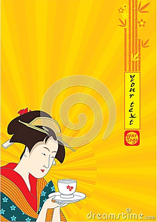 Japanese Geisha Background Vector Illustration