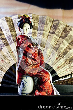 Japanese geisha doll Stock Photo