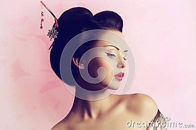 Japanese geisha woman Stock Photo