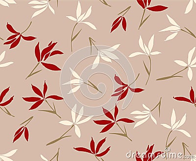 Japanese Gentle Flower Fall Vector Seamless Pattern Vector Illustration