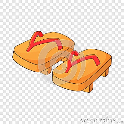 Japanese geta footwear icon, cartoon style Vector Illustration