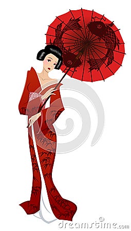 Japanese girl Cartoon Illustration