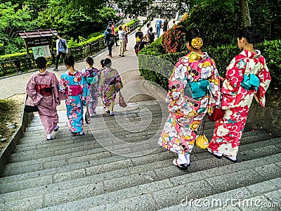 Japanese girls in Kimono Editorial Stock Photo