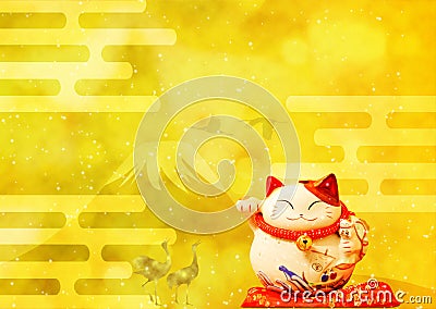 Japanese golden beckoning cat Stock Photo