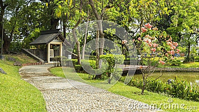 Japanese garden in Rizal Luneta park, Manila, Philippines Stock Photo