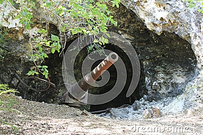 Japanese gun on Tinian 2 Stock Photo