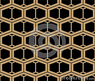 Japanese Hexagon Line Vector Seamless Pattern Vector Illustration