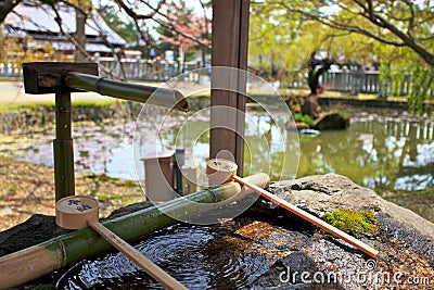 Japanese holy water,Nara Park,Japan Stock Photo