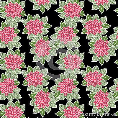 Japanese hydrangea pattern Vector Illustration