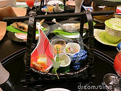 Japanese Kaiseki Cuisine Stock Photo