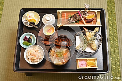 Japanese Kaiseki Cuisine Stock Photo