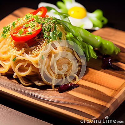 japanese kake udon noodles tasty, udon noodles food Stock Photo