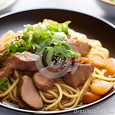 japanese kake udon noodles tasty, udon noodles food Stock Photo