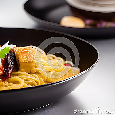 japanese kake udon noodles tasty, udon noodles food Stock Photo