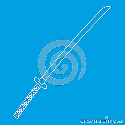 Japanese katana icon, outline style Vector Illustration