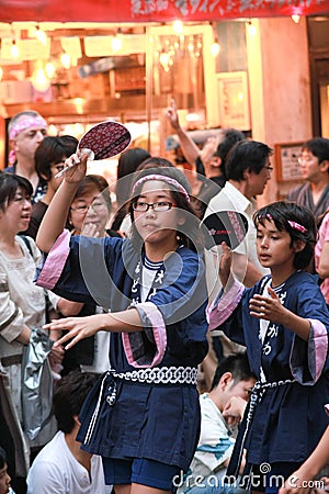 Japanese kids traditional dance Editorial Stock Photo