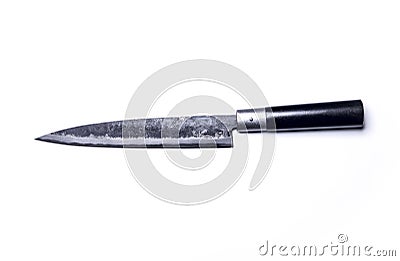 Japanese kitchen knife - yanagi sashimi knife isolated on white Stock Photo