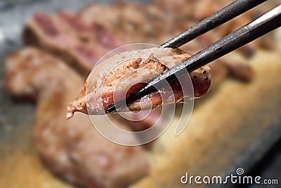 Japanese Kobe beef with chopstick Stock Photo