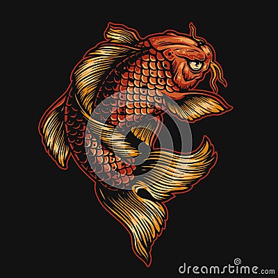 Japanese koi fish colorful template Vector Illustration