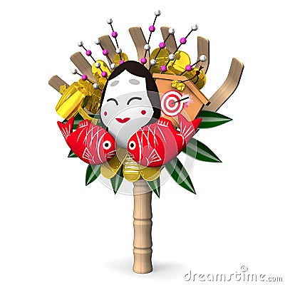 Japanese Kumade Ornament Cartoon Illustration