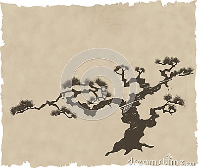 The Japanese landscape silhouette vector Vector Illustration