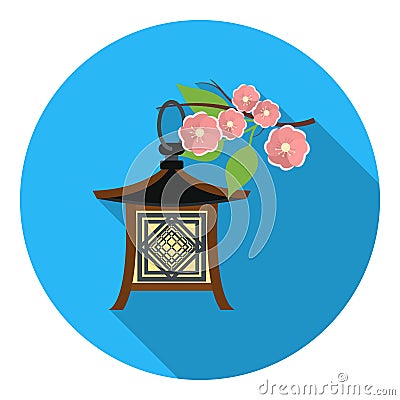 Japanese lantern icon in flat style isolated on white background. Japan symbol stock vector illustration. Vector Illustration