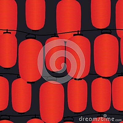 Japanese long lantern seamless pattern Vector Illustration