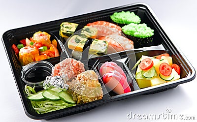 Japanese lunchbox food isolated Stock Photo