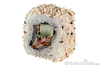 Japanese Maki rolls. White sesame, tuna Stock Photo