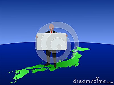 Japanese man with sign Vector Illustration