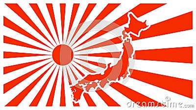 Japanese rising sun symbol, imperial Japan flag, japanese army flag Vector Illustration