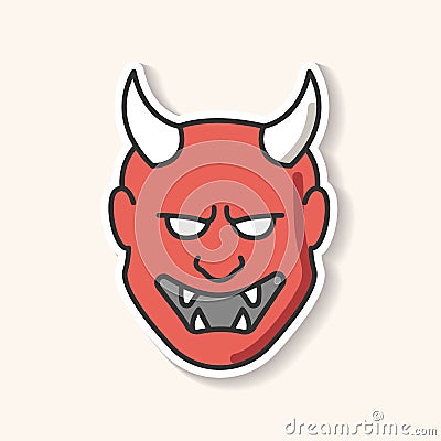 Japanese mask patch. Hannya face for drama perfomance Vector Illustration