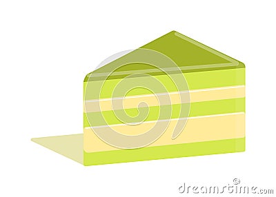 Japanese matcha green tea cake isolated on white Vector Illustration