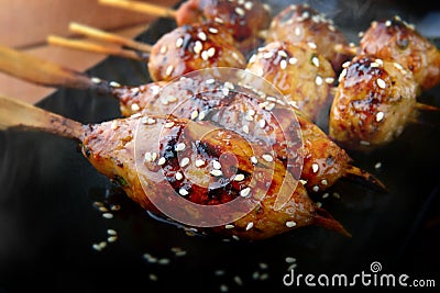 Japanese meatball grill or tsukune Stock Photo