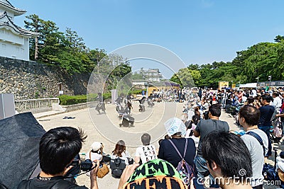 Japanese men dresses old style ninja costume to show at Nagoya C Editorial Stock Photo