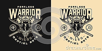 Japanese mixed martial arts academy logo Vector Illustration