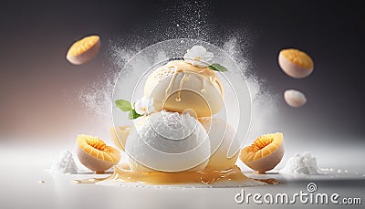 japanese mochi white stuffed with flowers .Generative AI Stock Photo