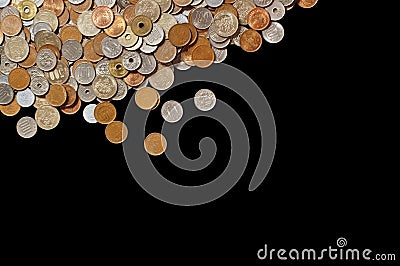 Japanese money coins on black background Stock Photo