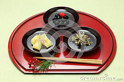 Japanese new year festive food, osechi ryori Stock Photo